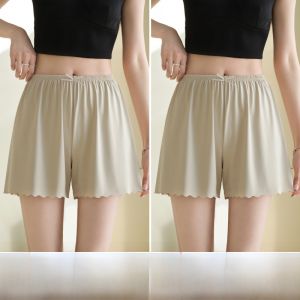 miiow | Loose Ice Silk Safety Pants Womens 2025 New Style Prevent Exposure No Roll Edge Can Wear Outdoor Home Base Shorts Pants