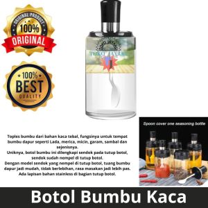 TJ Botol Kaca Tempat Penyimpanan Bumbu Dapur: Perlengkapan Dapur Botol Kaca Bumbu Toples Sendok
