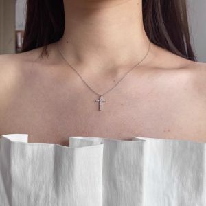 Womens Cross Zirconia Necklace Luxury Minimalist Choker Chain Silver Color Korean Style Fashion Jewelry Online Exclusive