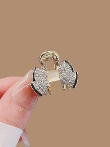 Knot Hair Clip Small Girl Bangs Clip Elegant Side Cute Top Clip Hair Accessories Alloy Embedded Artificial Gem Fresh out