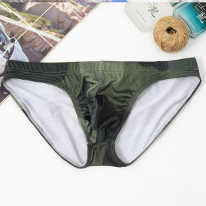 Mens Camouflage Ice Silk Underwear Low Waist Triangle Pants Comfortable U Shape Design Fashionable Trendy Breathable Briefs