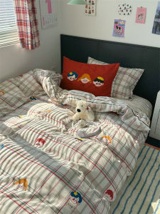 Pure Cotton 40 Thread Count Bedding Set Cute Life Dream Linen Quilt Cover Dormitory Bedding Accessories Other Function Simple Style
