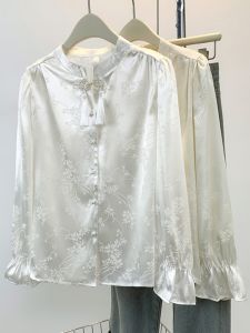 เสื้อเชิ้ตผู้หญิงไซส์ใหญ่สไตล์ใหม่ฤดูใบไม้ร่วง ปักลายจีน แฟชั่น สง่างาม น้ำหนักเบา สง่างาม เสื้อตัวบน ทรงตรง แขนยาว ปกติ