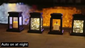 Lampu Lentera Lilin Tenaga Surya Dekorasi Luar Ruangan Gantung Lampu Taman LED Malam Anti Air Lentera Lampion Hias Rumah Halaman