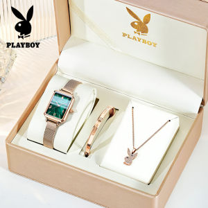 PLAYBOY ชุด นาฬิกา ผู้หญิง100%ของแท้ กันน้ำ เรียบง่ายและมีสไตล์ สแตนเลส ของขวัญวันเกิด นาฬิกาผู้หญิง