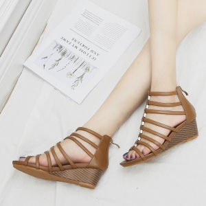 DTHN | รองเท้าแตะส้นกลางสไตล์โรมันย้อนยุคสำหรับผู้หญิง ฤดูใบไม้ร่วง 2023 รองเท้าบู๊ตหุ้มข้อส้นสูงแบบซิปแบบลำลองสำหรับวัยรุ่น