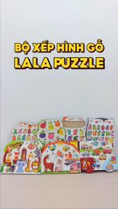 Bảng núm gỗ cho bé Song Ngữ Lalapuzzle lắp ghép gỗ chữ cái động vật hoa quả rau củ nhiều chủ đề