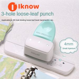 I know 4mm Three-Hole Puncher for loose-leaf Notebooks - Manual Hole Punch for A5 A6 B6 Personal Pocket Mini Sizes - Ideal for Planner and Journaling