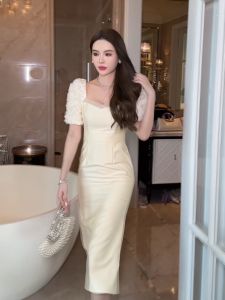 ZYHT Đầm thời trang thanh lịch Mảnh mai trang trọng vải sa tanh đầm đuôi cá 50330