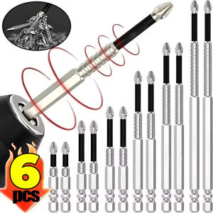 6ชิ้นเหล็กอัลลอยดอกสว่านกันลื่นความแข็งไขควงแม่เหล็ก5A K5สำหรับสว่านไฟฟ้าน็อตหัวแฉกกันลื่นชุดมืออาชีพ