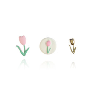 Colorful Cute Gentle Cool Pink Purple Yellow Tulip Earrings Set for Women Original Design Mixed Material Fashion Jewelry