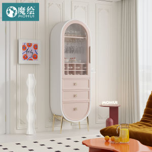 Simplified Wall-Mounted Glass Door Single-Door Wine Rack Display Cabinet Modern Minimalist Living Room Decorative Cabinet