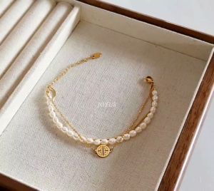 JOYUS Mazie Titanium Stainless Steel 18K Gold Waterproof Freshwater Pearl Bracelet Birthday Gift Box
