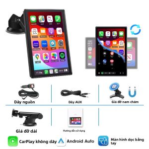 Máy Nghe Nhạc Đa Phương Tiện Ô Tô Di Động 7 Inch Mới Nhất Năm 2025 Với Carplay Không Dây Android Auto Dẫn Đường GPS Bluetooth Màn Hình IPS AI
