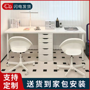 Two-Person Computer Desk One-Word Long Desk Study Table Household 2-Person Desk Writing Desk 2 M Long Belt Chest of Drawer