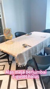 [Spot] Tablecloth tassel French tablecloth Alas Meja for home decoration washable modern simple white 2/3 sofa seat cushion sofa cover