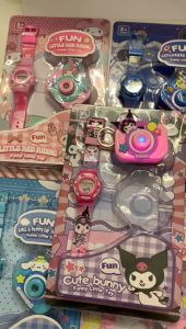 Kuromi Melody Unicorn Hello kitty Cinnamoroll Dinosaur digital watch with toy camera projector key chain kids children with packing suitable for boys and girls