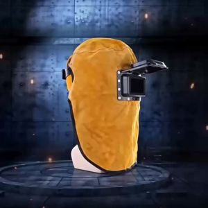 Leather Welding Mask Argon Arc Welding Protect Against Strong Light Welder Mask Heat Resistant Breathable Helmet Mask with Lens