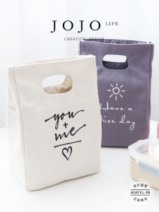 Japanese Style Simple Canvas Aluminum Foil Insulated Bento Bag Portable Food Storage Pouch Outdoor Picnic Lunch Box Bag