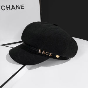 Retro British Beret Hat Womens Spring Autumn Style Letter Belt Design Japanese Duckbill Newsboy Cap Casual Cotton Cap