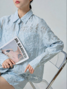 XIAODADEHUA | Spring Dopamine Blue Flower-cut Casual Womens Suit