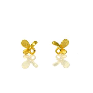 Chow Sang Sang 周生生 999.9 24K Pure Gold Gold Butterfly Stud Earrings 68732E