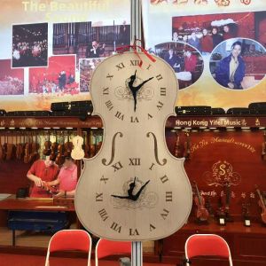 KAPAIER | Music Classroom Decor Silent Wall Clock Violin Elements