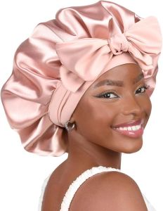 YANIBEST Adjustable Silk Bonnet for Sleeping Women Double Layer Satin Bonnet Reduce Friction Prevent Frizz Curly Hair