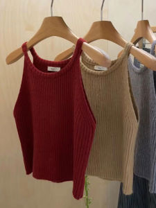 Hong Kong Style Knitting Camisole Womens Inner Wear 2024 New Arrival Fancy Unique Beautiful Short Sleeveless Tops Outerwear