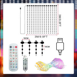 DIY Programmable Curtain String Lights APP Custom Pattern RGB Color Light for Christmas Holiday House Window Wall Ornament