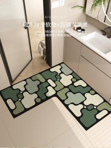 L-Shaped Bathroom Mat Toilet Entrance Water Absorption Quick Dry Non-Slip Bath Carpet Modern Simple Style Home Use Rug