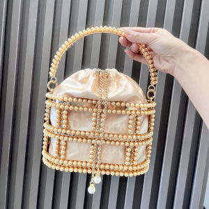 Handle Evening clutch Bag Purses and handbag luxury Designer shoulder bag Shiny Crystal Clutch purse Pearl decoration bucket bag