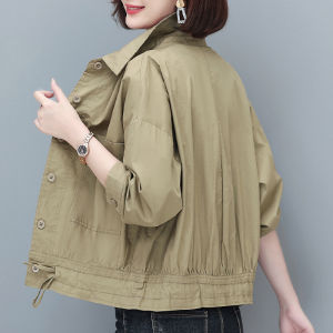 Spring Autumn 2025 New Casual Womens Short Jacket Long Sleeve Baseball Uniform Loose Slimming Top Korean Style Commute Cotton