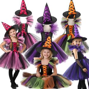Disney | Purple Witch Tutu Dress for Kids Halloween Costume Girls Disguise Cosplay Carnival Party Toddler Princess Dress Prom Gown 12Yrs