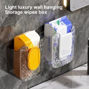 Wall Mounted Refillable Clear Wipes Dispenser Hygienic Touchless Tissue Box Holder for Bathroom & Kitchen