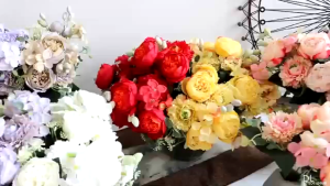 ช่อดอกไม้ประดิษฐ์โบตั๋นสไตล์วินเทจ ตกแต่งเทศกาลงานเลี้ยง สีพาสเทล/ชมพู/ลาเวนเดอร์ C222