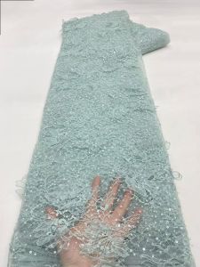 African Beaded Lace Fabric 2026 High-Quality Lace Nigerian French Sequined Mesh Lace Fabric for Wedding Party Dresses