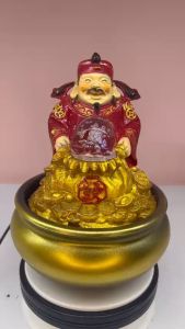 Thác nước phong thủy mini Tiểu cảnh non bộ để bàn - Thác nước phong thuỷ Thần Tài