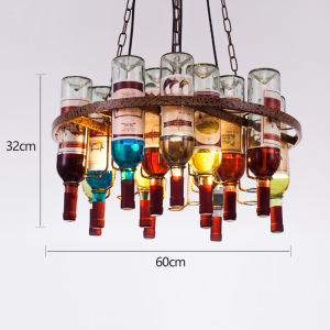 Pheashine | Retro Industrial Style Bottle Decoration Creative Personality Iron Art Glass Chandelier