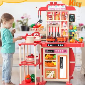 FUNToy 95CM Kitchen Mainan Set Spraying Mist Anak Dapur Mainan Dapur Ukuran Besar Simulasi Cahaya Semprotan Dapur Memasak Peralatan Makan Mainan Memasak Keluarga Mainan Natal