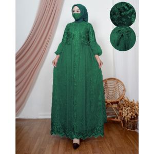 GAMIS BUSUI VANESA/ KEBAYA MODEL ROMPI TILE DOT/ TANGAN BALON FULL BRUKAT TILE LAPIS VELVET