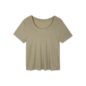 Wang Han Yan 2025 Pure Color round Neck Mulberry Silk Lyocell Blend Womens T-shirt Breathable Lightweight Short Sleeve Summer Top