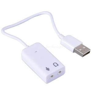 USB 2.0 Virtual 7.1 Channel External Sound Card Audio Adapter With Cable Stereo Input Output for Laptop Desktop PC Windows Mac