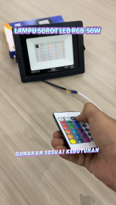 [SNI] Lampu Sorot LED RGB 50W Outdoor Full Color Waterproof IP65 Remote Control untuk Taman & Dekorasi