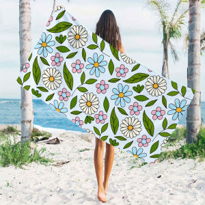Cartoon Color Flower Leaf Quick Drying Microfiber Beach Towel Lightweight for Swimming Camping Yoga - Bath Towel