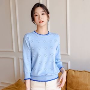 เสื้อถักแขนยาวผู้หญิงฤดูใบไม้ผลิและฤดูร้อนปี 2024 ทรงหลวม เส้นใยโพลีเอสเตอร์ ทรงปกติ กระดุมหนึ่งชั้น