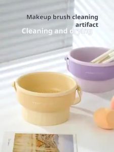 3 In 1 Makeup Brush Cleaning Bowl Hanging Bottom Cleaning Pad Powder puff Beauty Tool Clean Drying