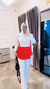 Iriana Set Celana + Blouse Bahan Crinkle Modern Outfit Casual Setcel Terbaru 2024 Kekinian Termurah