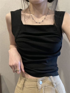 Áo Ba Lỗ Không Dây Kiểu Pháp Màu Xám Mùa Hè Cho Nữ Áo Ba Lỗ Rộng Rãi Có Dây Đeo Vai Che Chắn Mỡ Thừa Ngực Áo Ba Lỗ Ngọt Ngào Và Cay Nồng