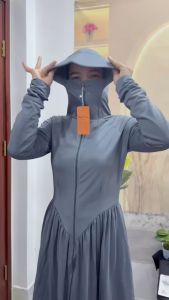 Áo váy chống nắng 2 lớp dáng xoèchiết eo tôn dángáo chống nắng toàn thân chất thun lạnh mềm mát chống tia UV cao